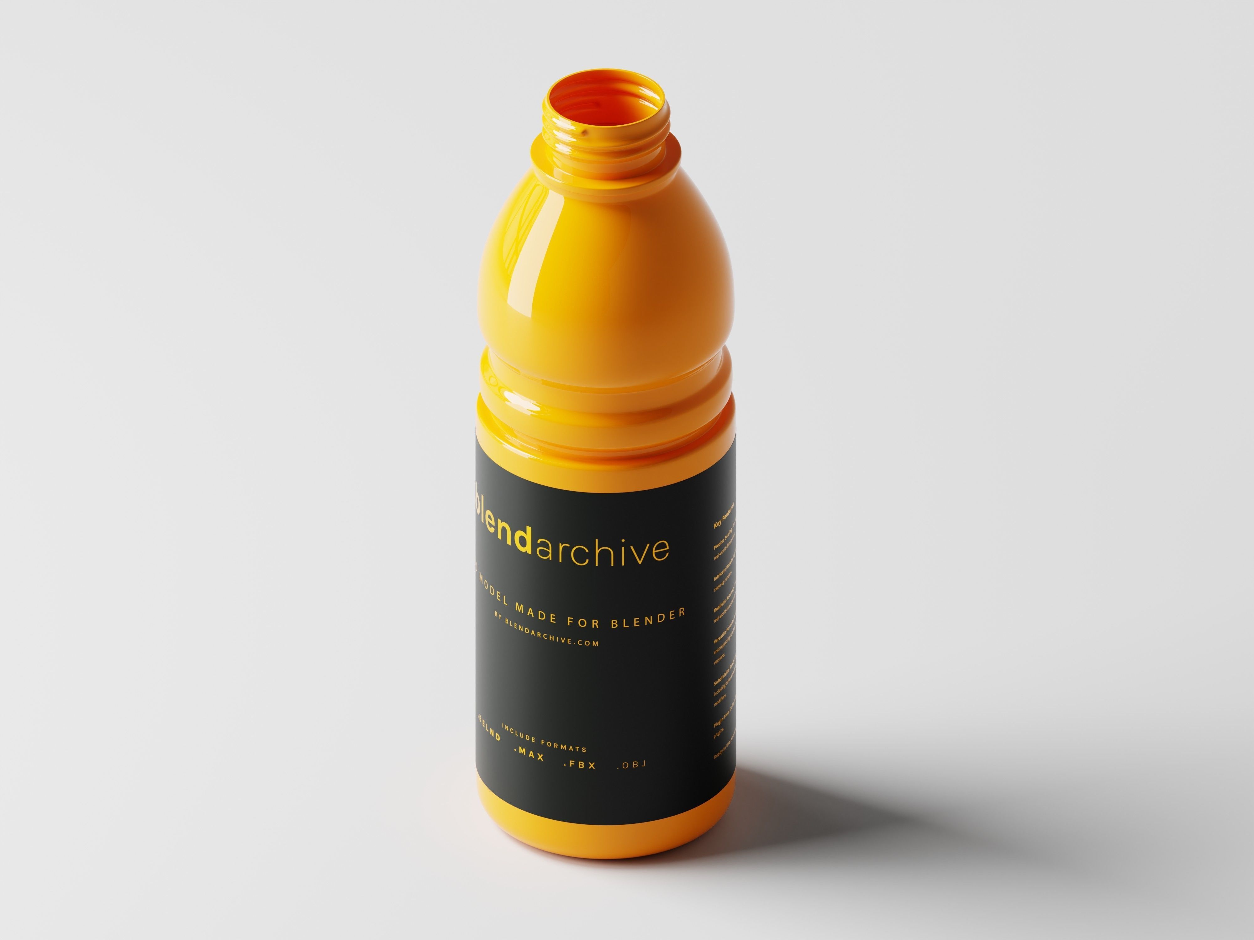 Glossy Plastic Bottle 3D Model Low-poly 3D model_2