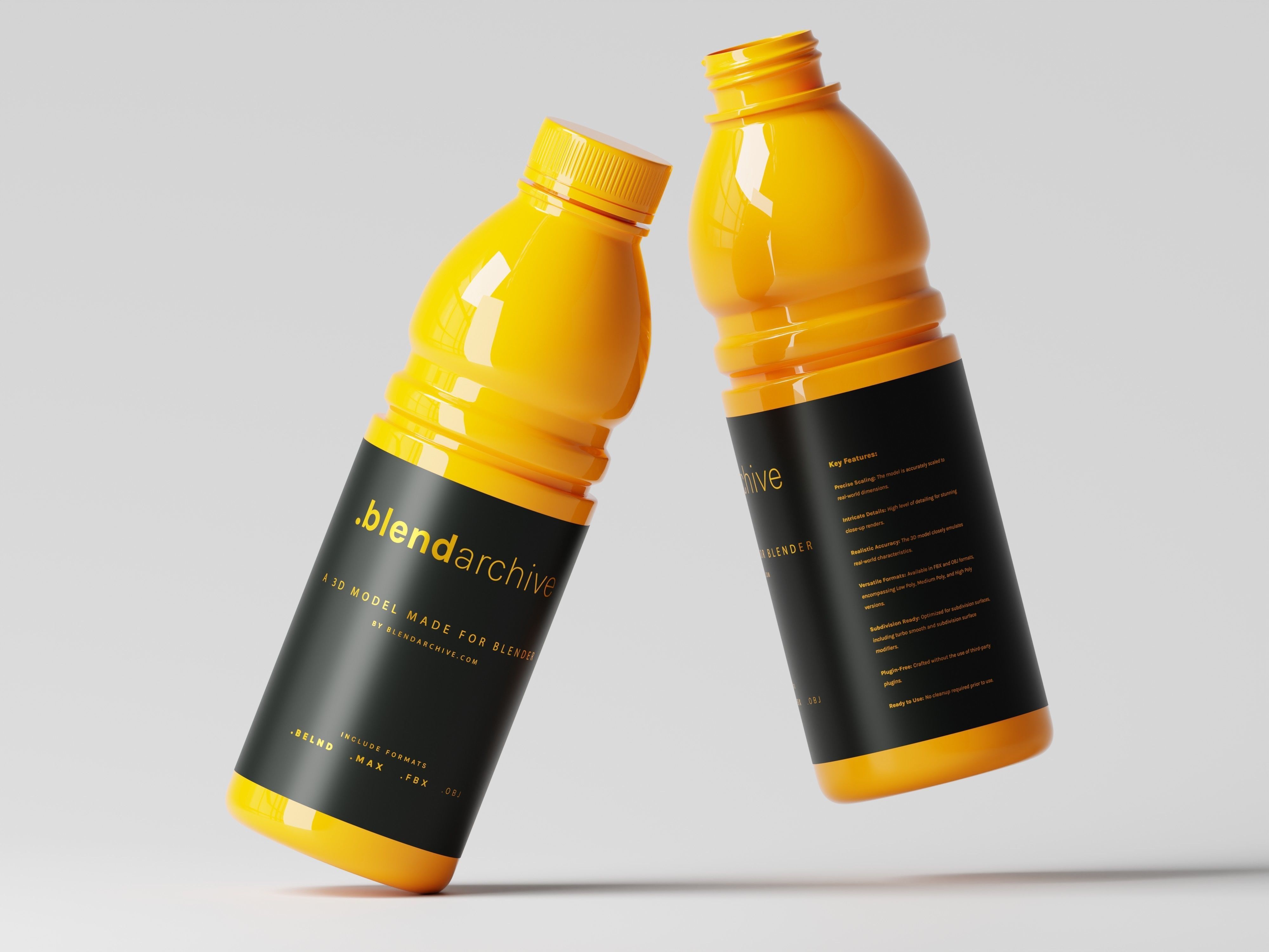 Glossy Plastic Bottle 3D Model Low-poly 3D model_4