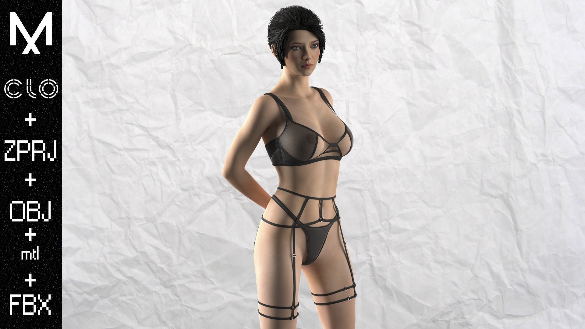 New Underwear A POSE Marvelous designer Clo3d OBJ mtl FBX ZPRJ 3D model_6