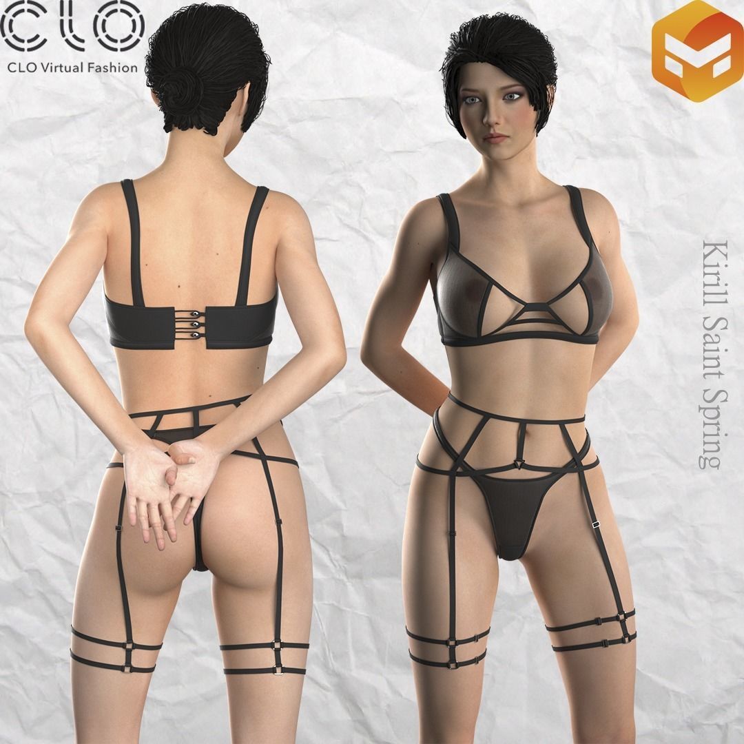 New Underwear A POSE Marvelous designer Clo3d OBJ mtl FBX ZPRJ 3D model_1