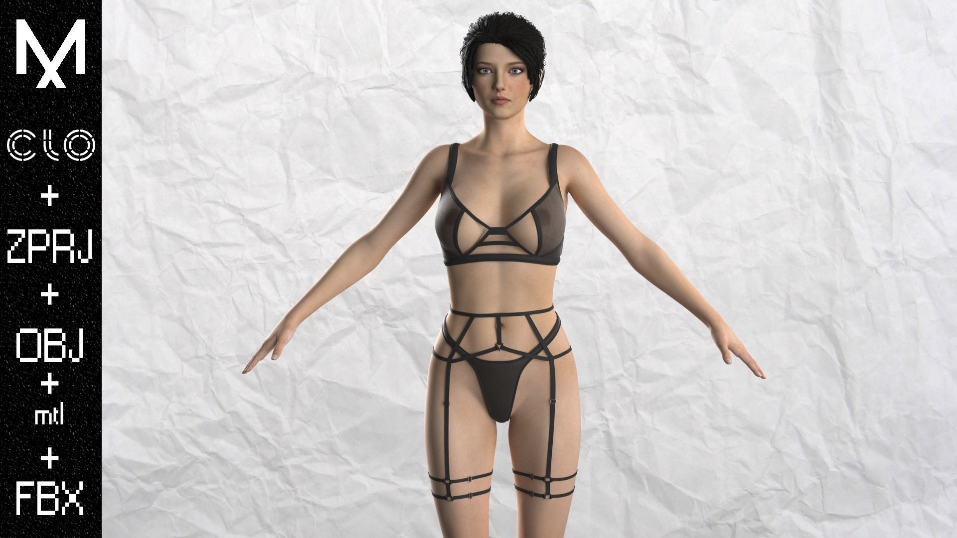 New Underwear A POSE Marvelous designer Clo3d OBJ mtl FBX ZPRJ 3D model_3