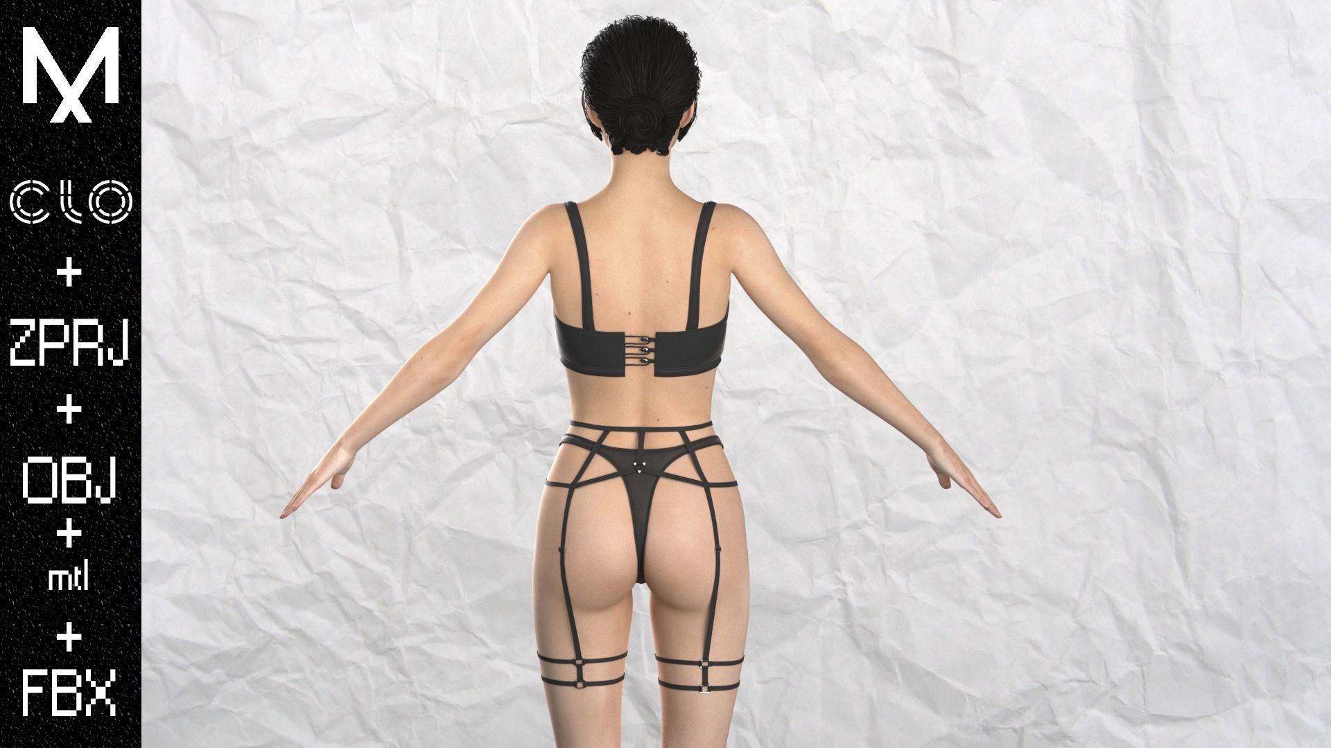 New Underwear A POSE Marvelous designer Clo3d OBJ mtl FBX ZPRJ 3D model_10