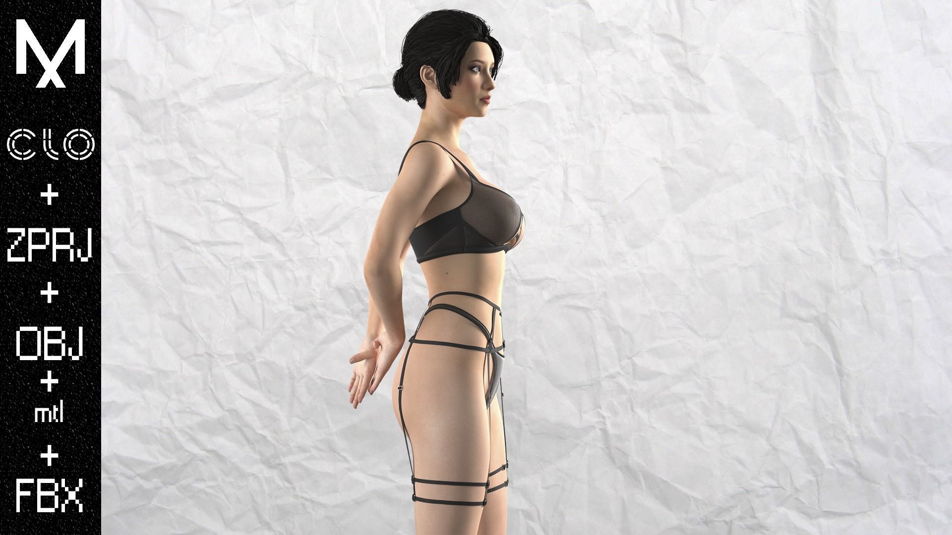 New Underwear A POSE Marvelous designer Clo3d OBJ mtl FBX ZPRJ 3D model_9