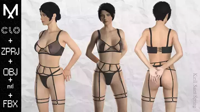 New Underwear A POSE Marvelous designer Clo3d OBJ mtl FBX ZPRJ