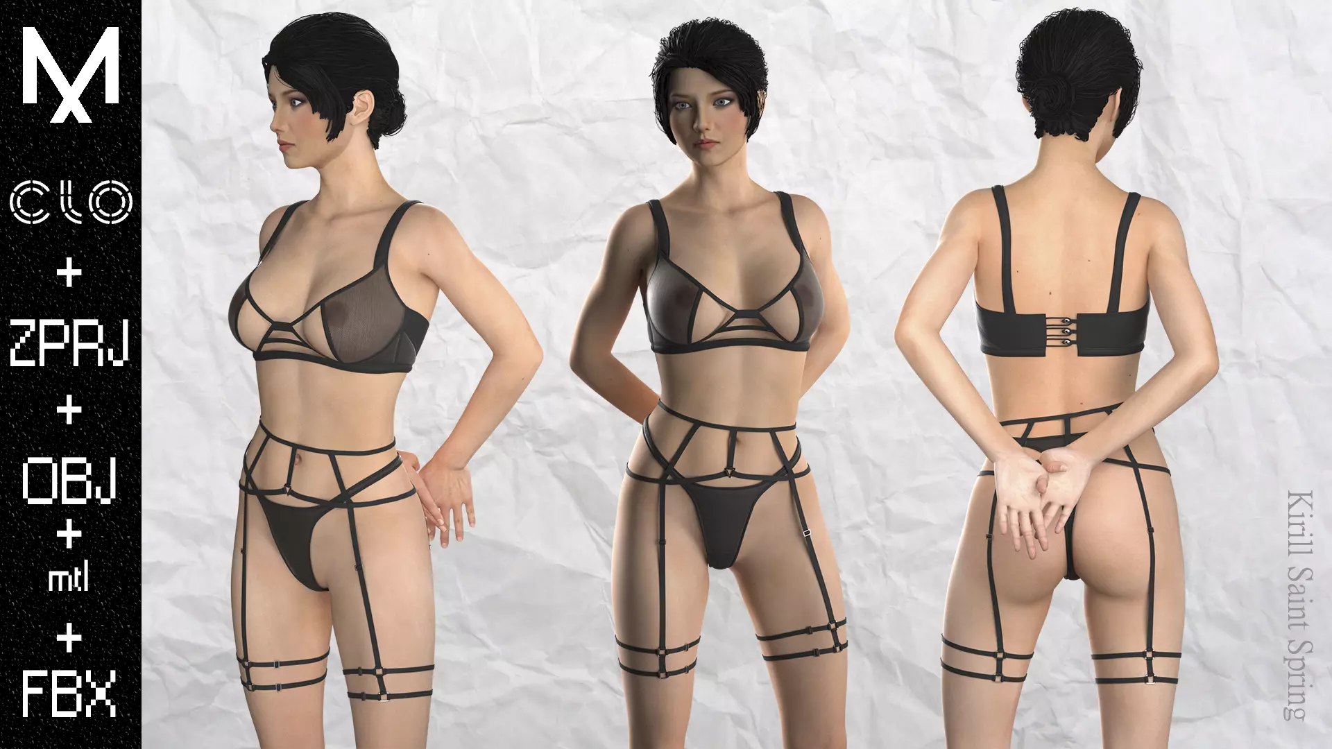 New Underwear A POSE Marvelous designer Clo3d OBJ mtl FBX ZPRJ 3D model_0