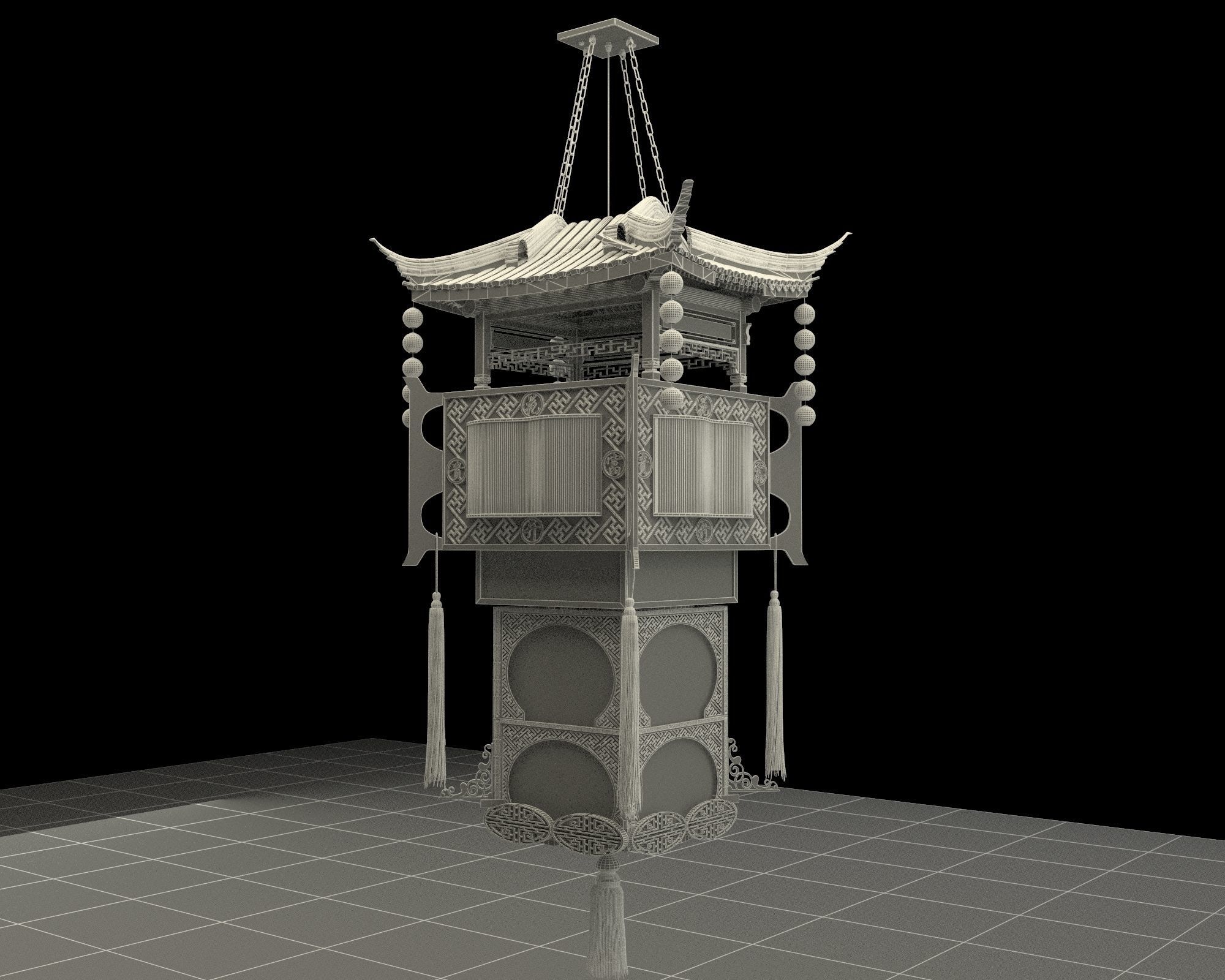 Chinese house palace lantern 3D model_6