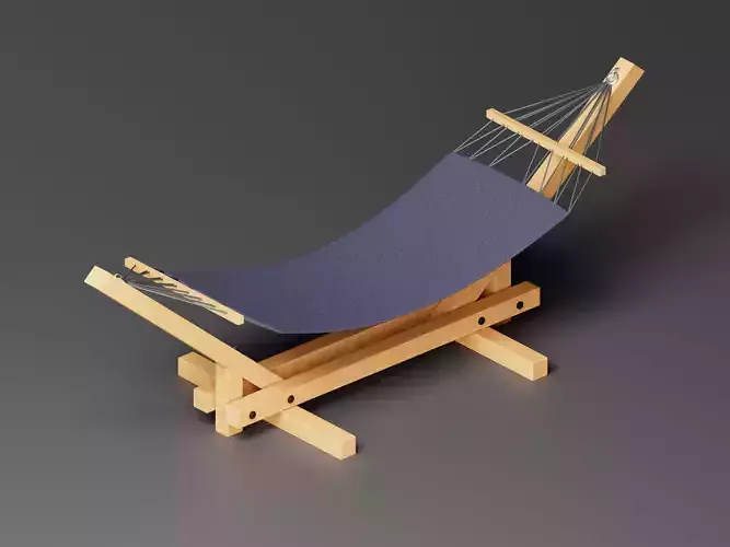 Wooden Rocking Hammock 3D Model