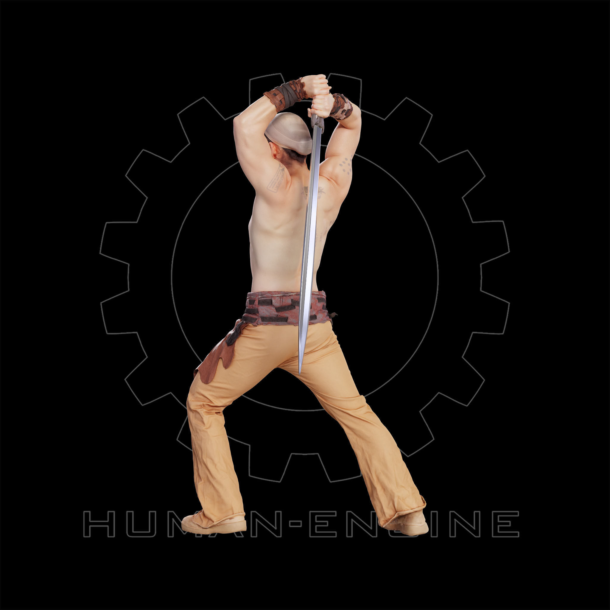 Male Scan - Victor Sword Pose 216 3D model_11