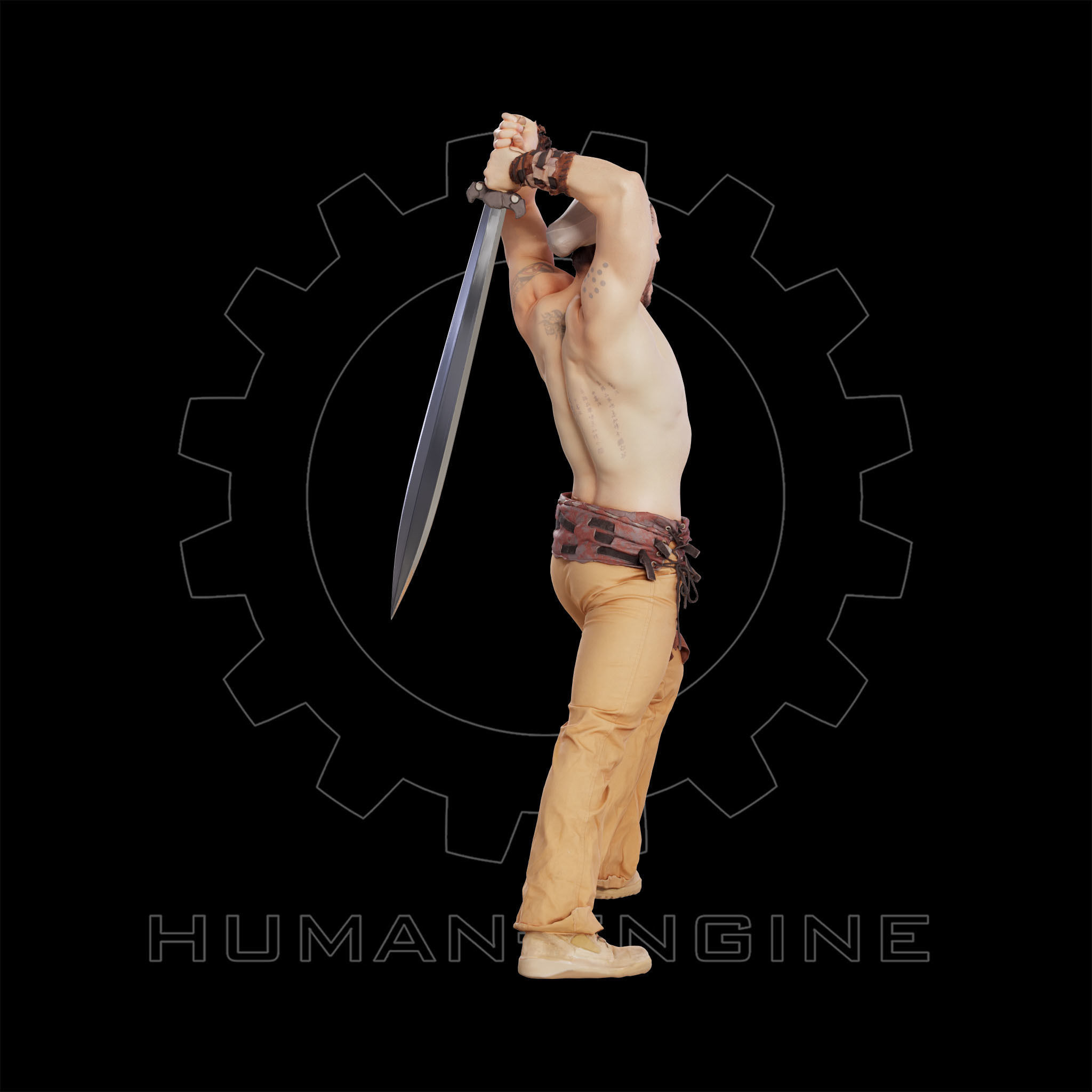 Male Scan - Victor Sword Pose 216 3D model_7