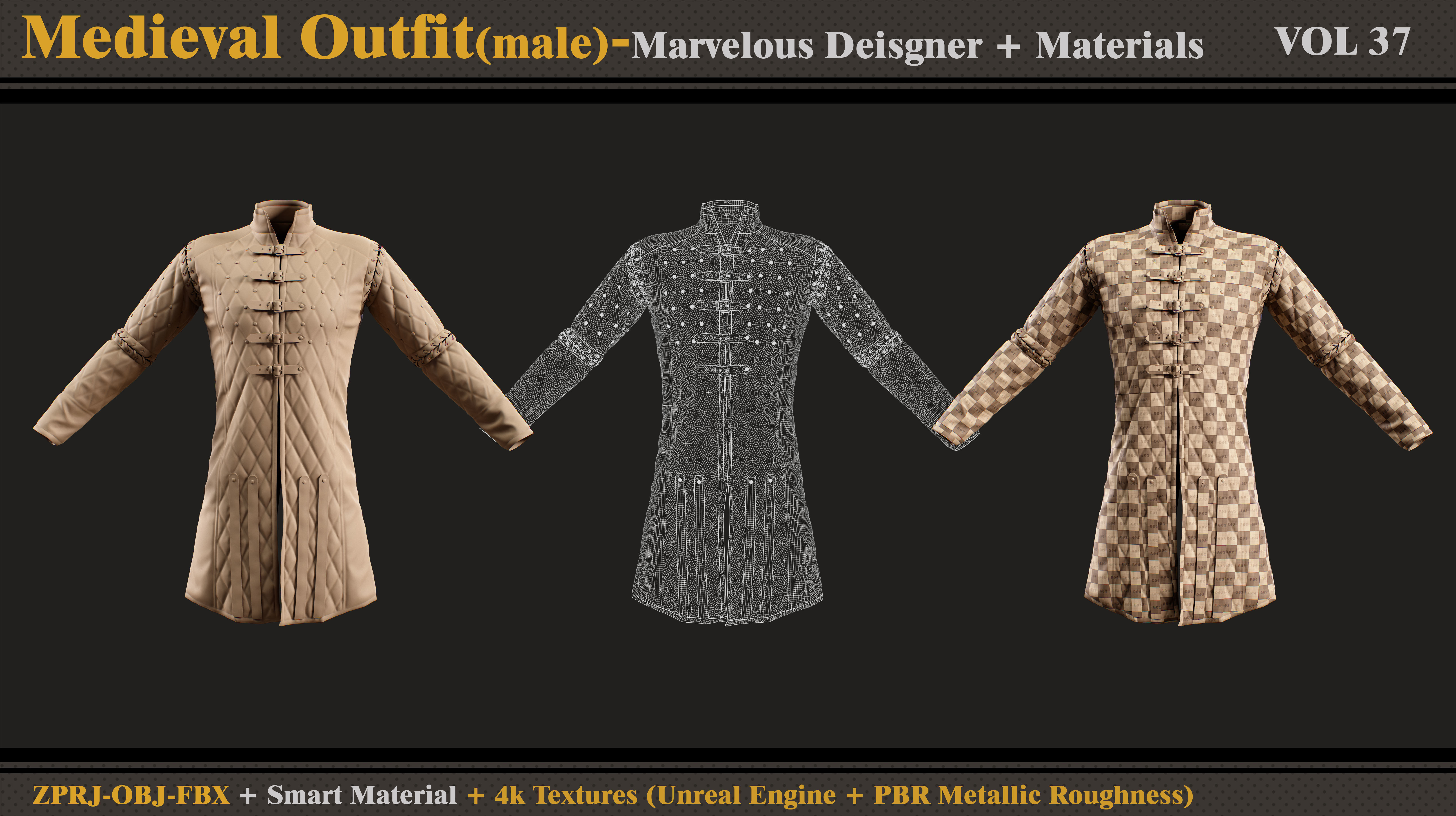 Medieval Outfit-MD-Clo3d- Smart Material -Textures-OBJ- FBX 3D model_3