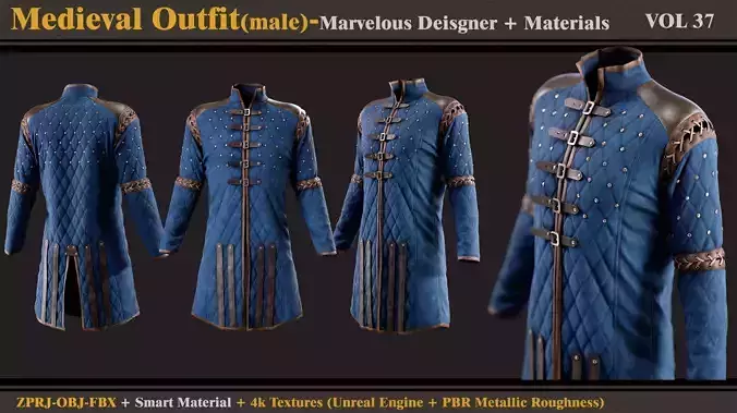 Medieval Outfit-MD-Clo3d- Smart Material -Textures-OBJ- FBX