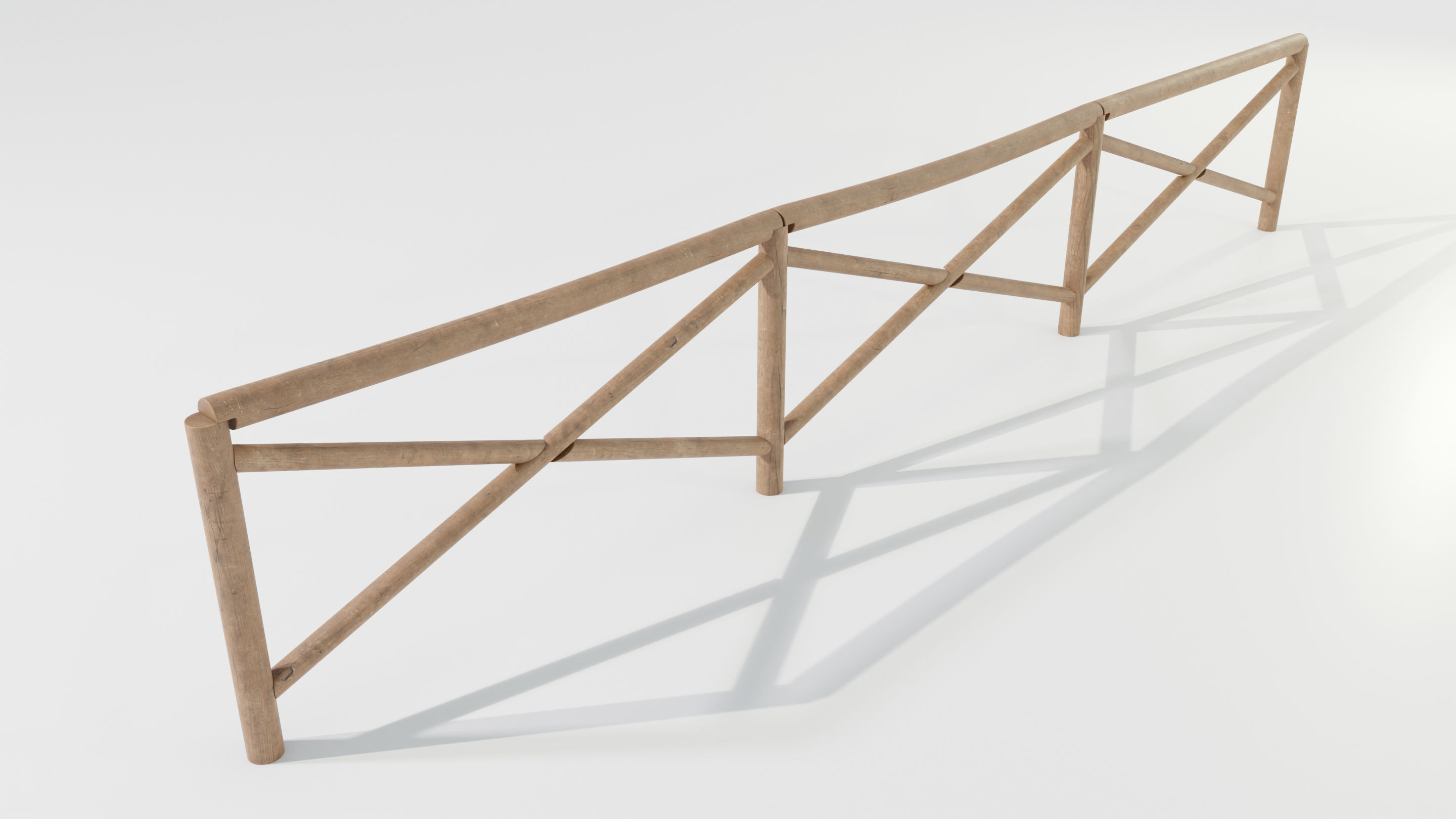 Wooden Fence 3D model_4