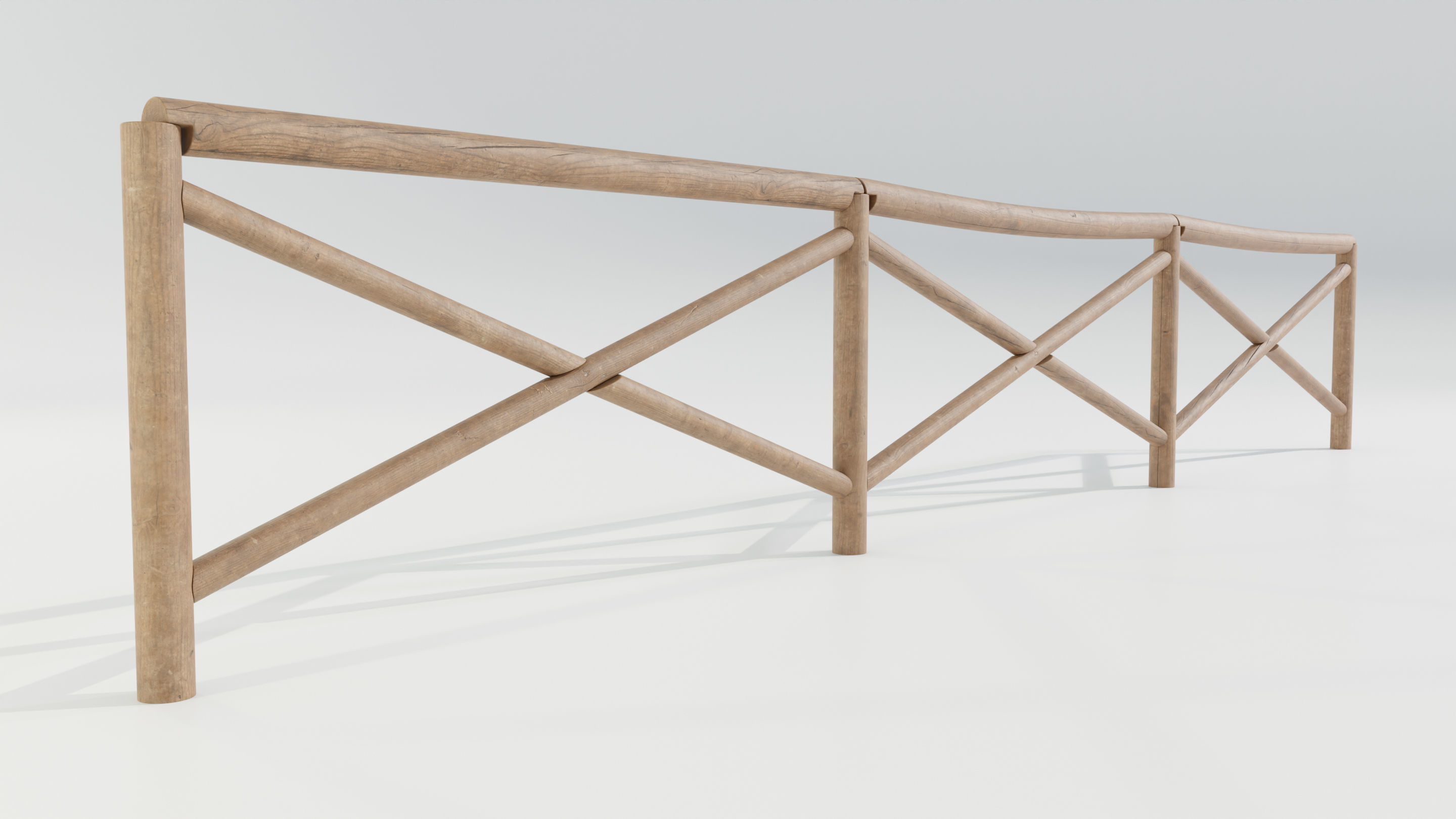 Wooden Fence 3D model_6