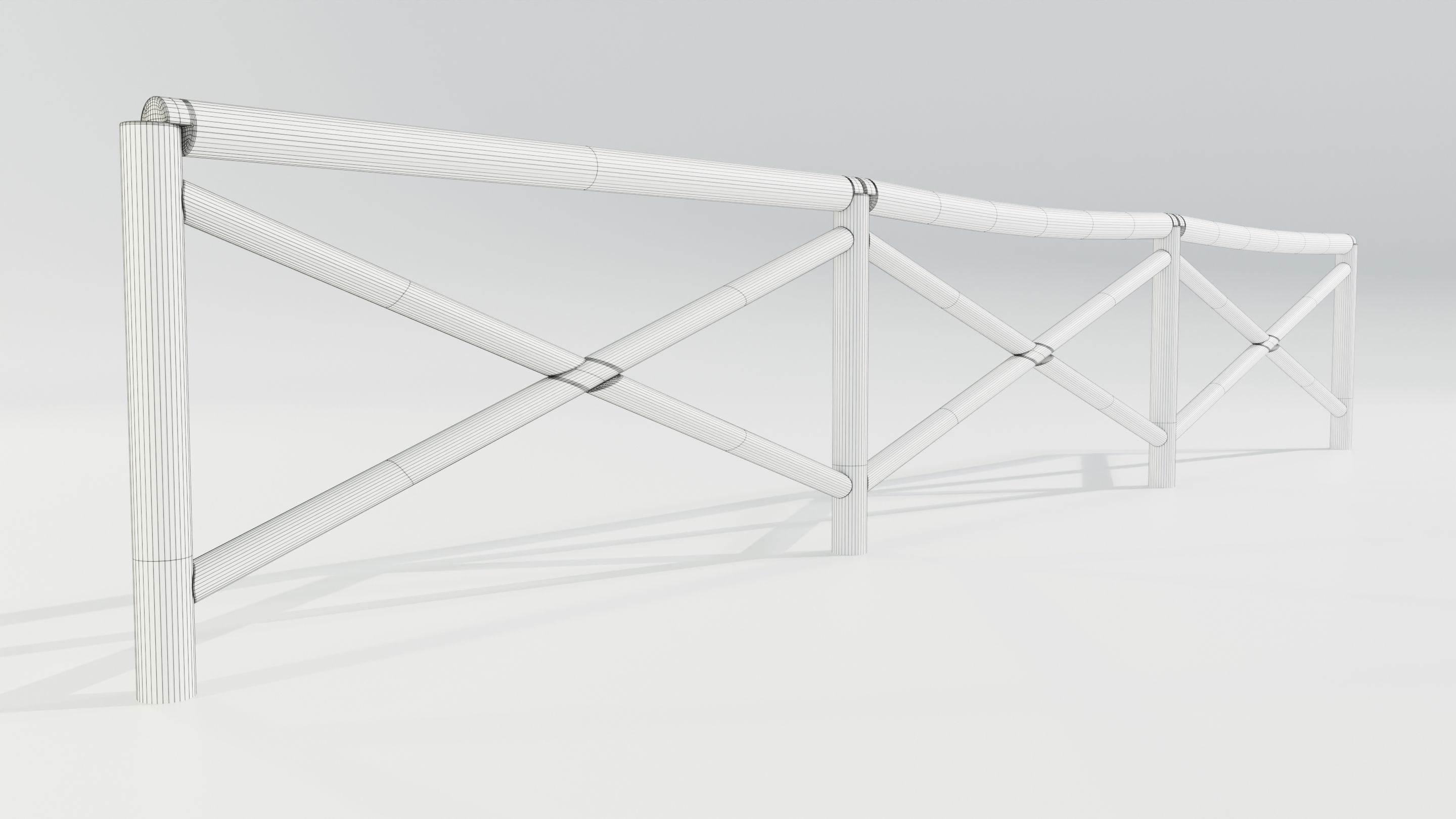 Wooden Fence 3D model_16