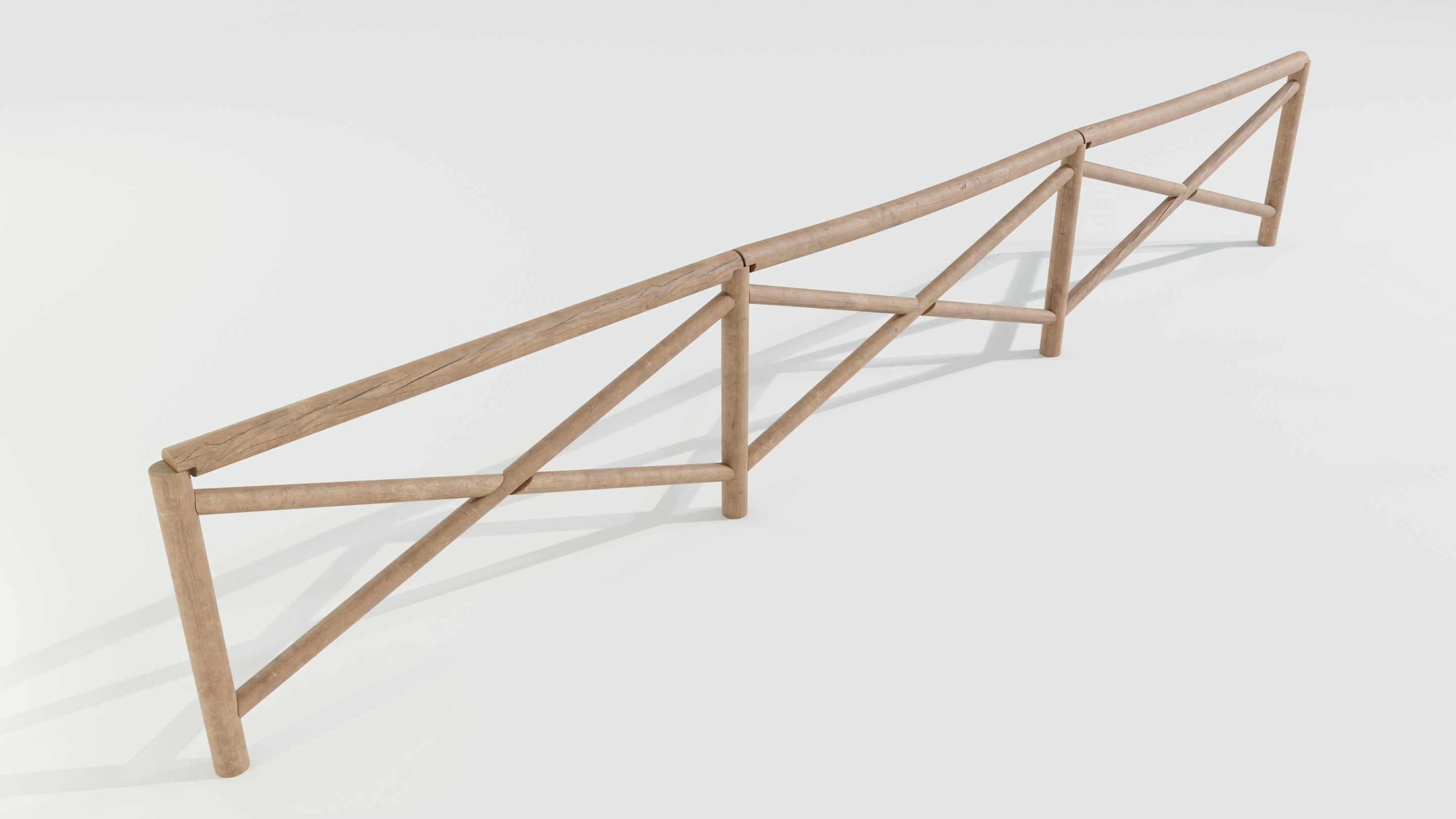 Wooden Fence 3D model_2