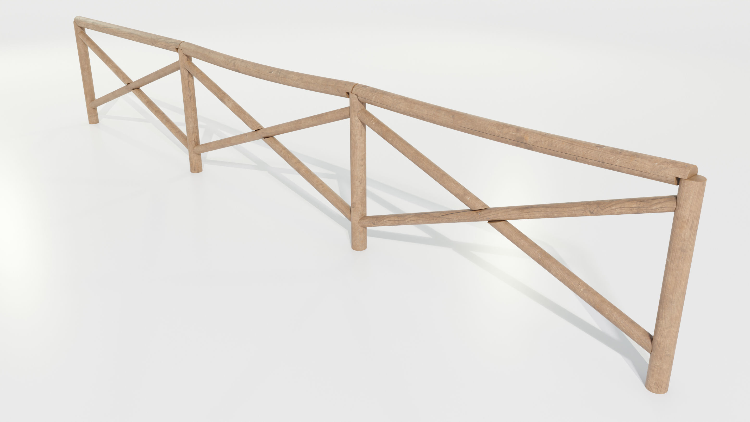 Wooden Fence 3D model_3