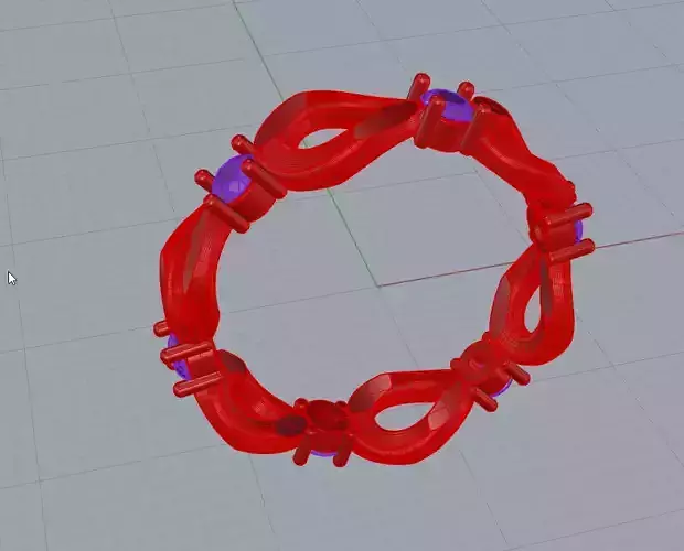 Anello intrecciato con castoni taglio rotondo Modello Stampa 3D