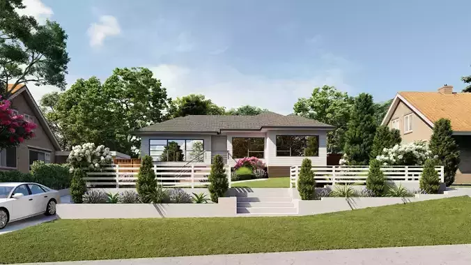 3D Exterior Scene 3D model design garden and landscape 3D 