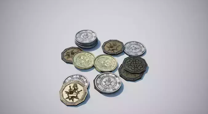 Medieval Coins Low-poly 3D model