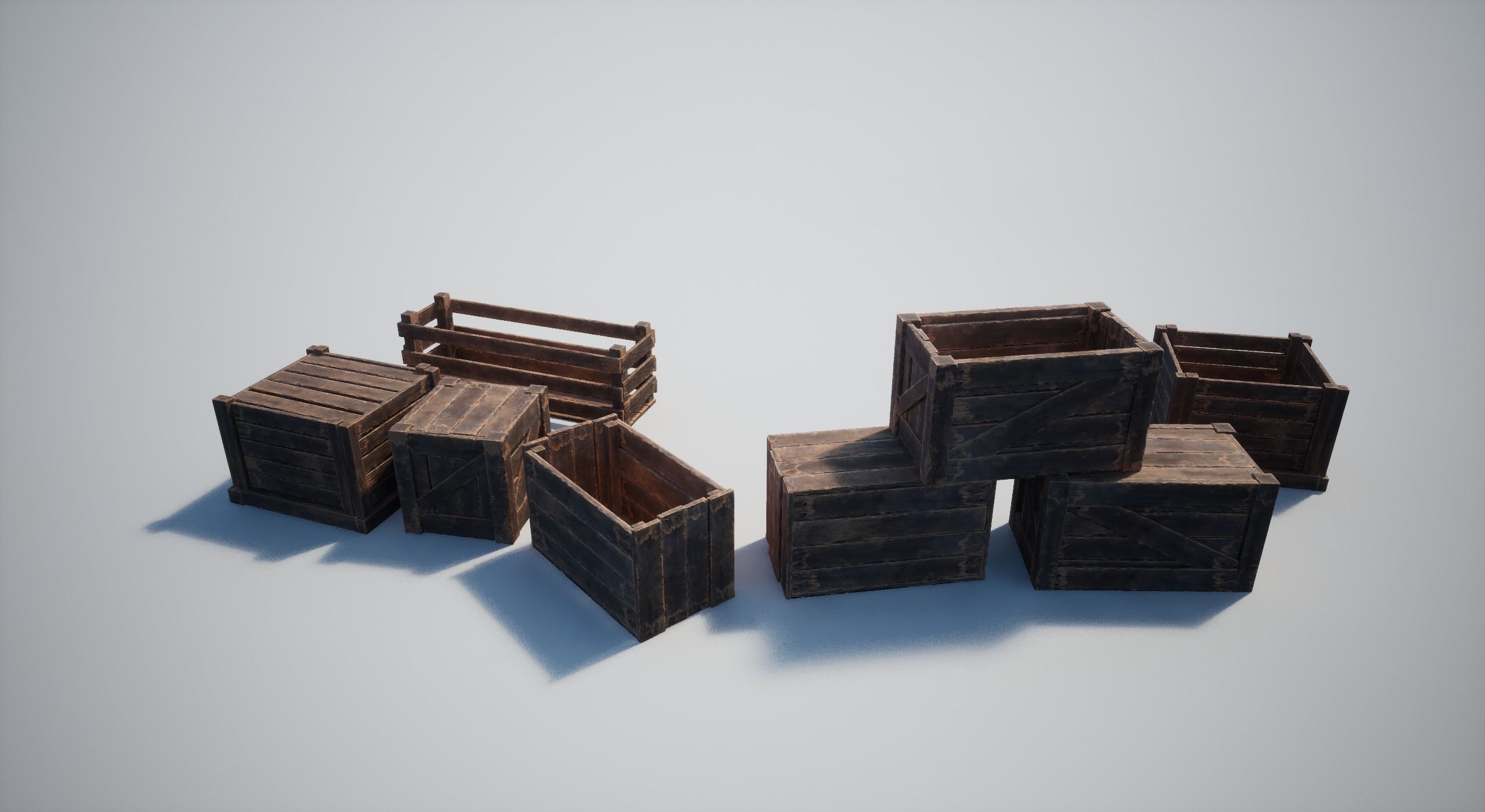 Wooden Crates Low-poly 3D model_29