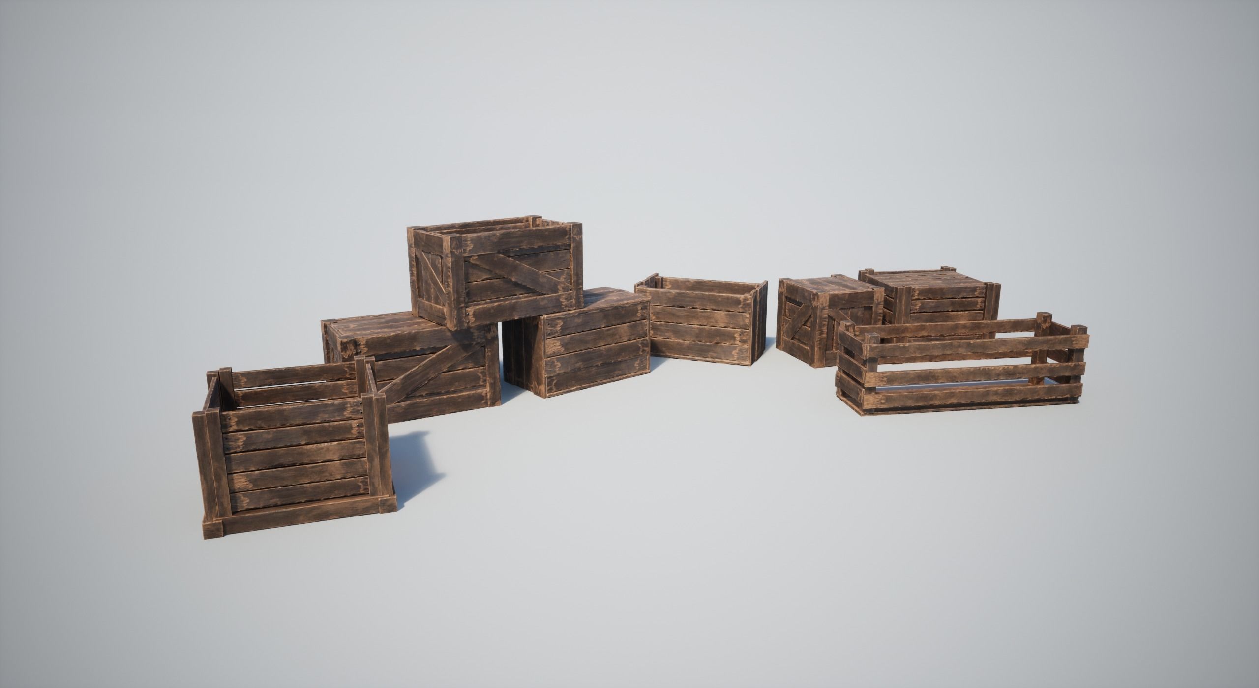 Wooden Crates Low-poly 3D model_28