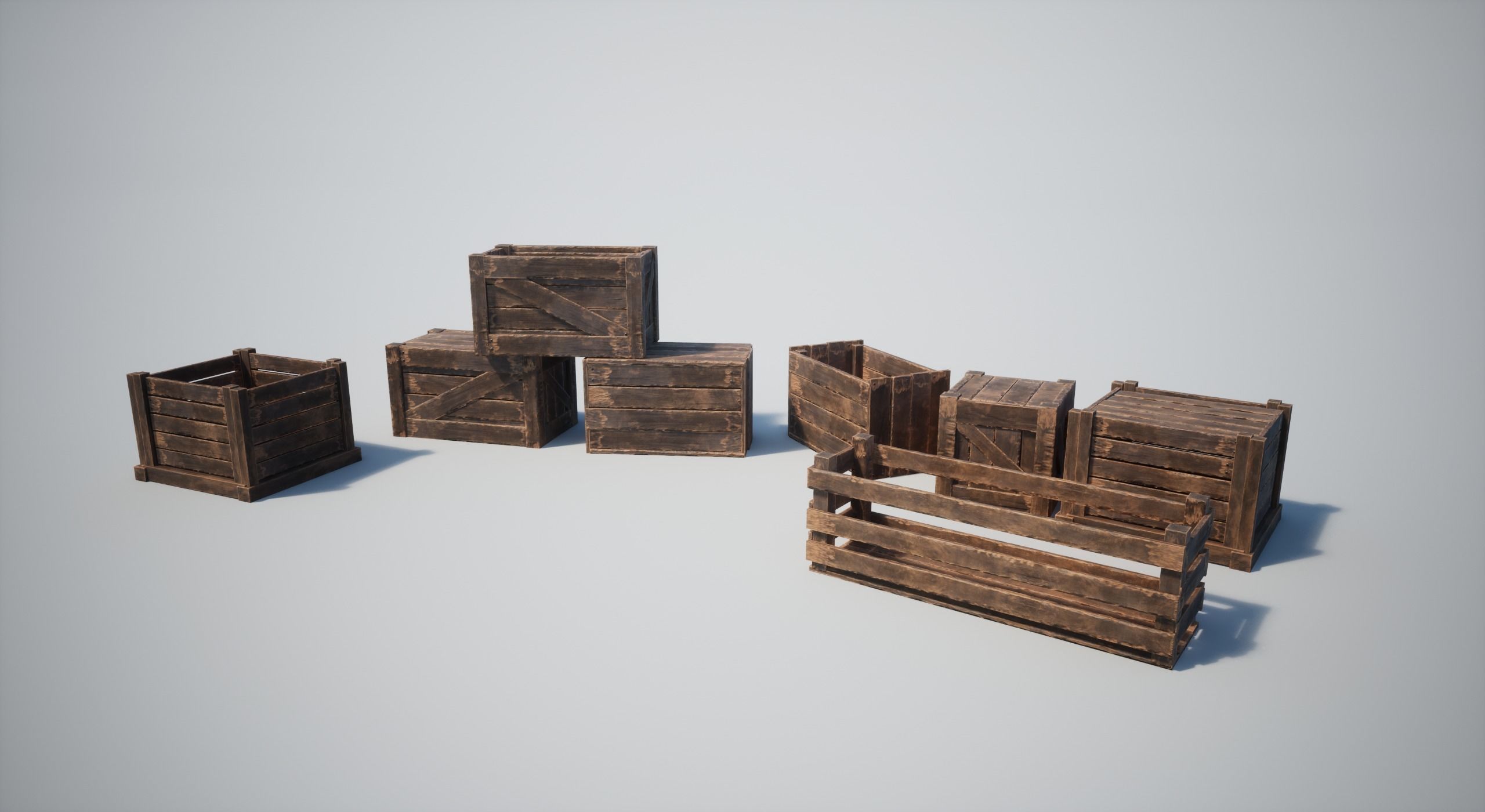 Wooden Crates Low-poly 3D model_27