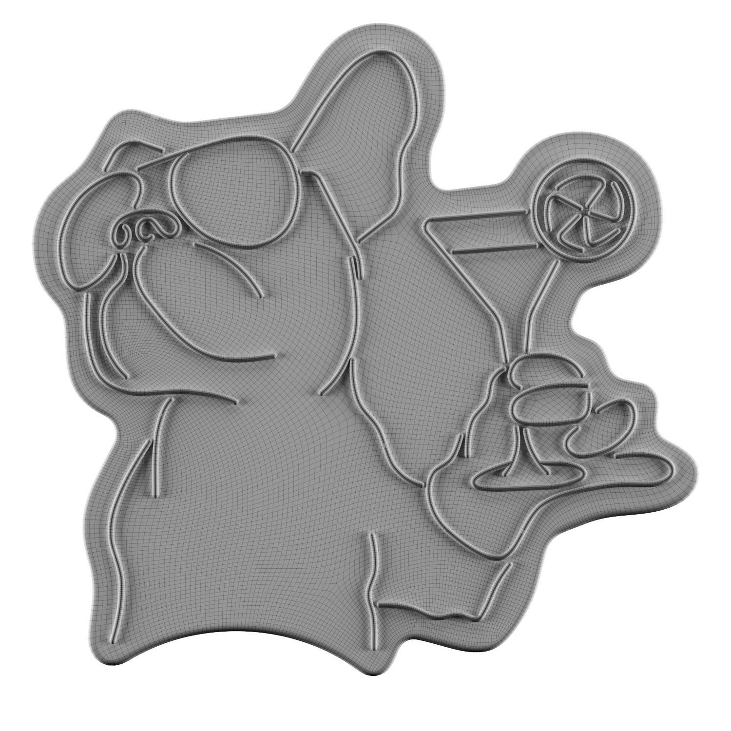 French Bulldog Cocktail Neon Sign 3D model_2