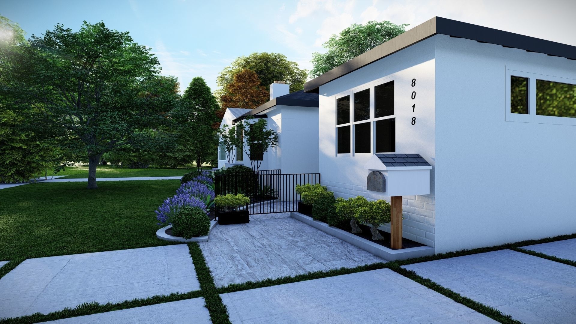 3D Exterior Scene 3D model design garden and landscape 3D  3D model_17