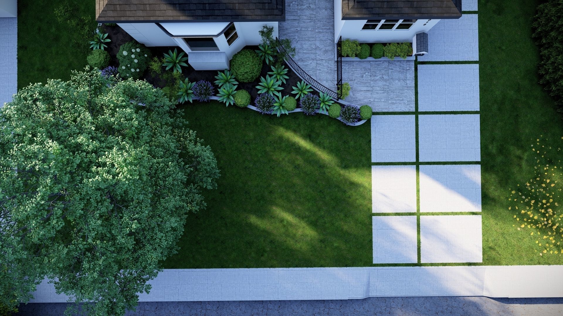 3D Exterior Scene 3D model design garden and landscape 3D  3D model_12