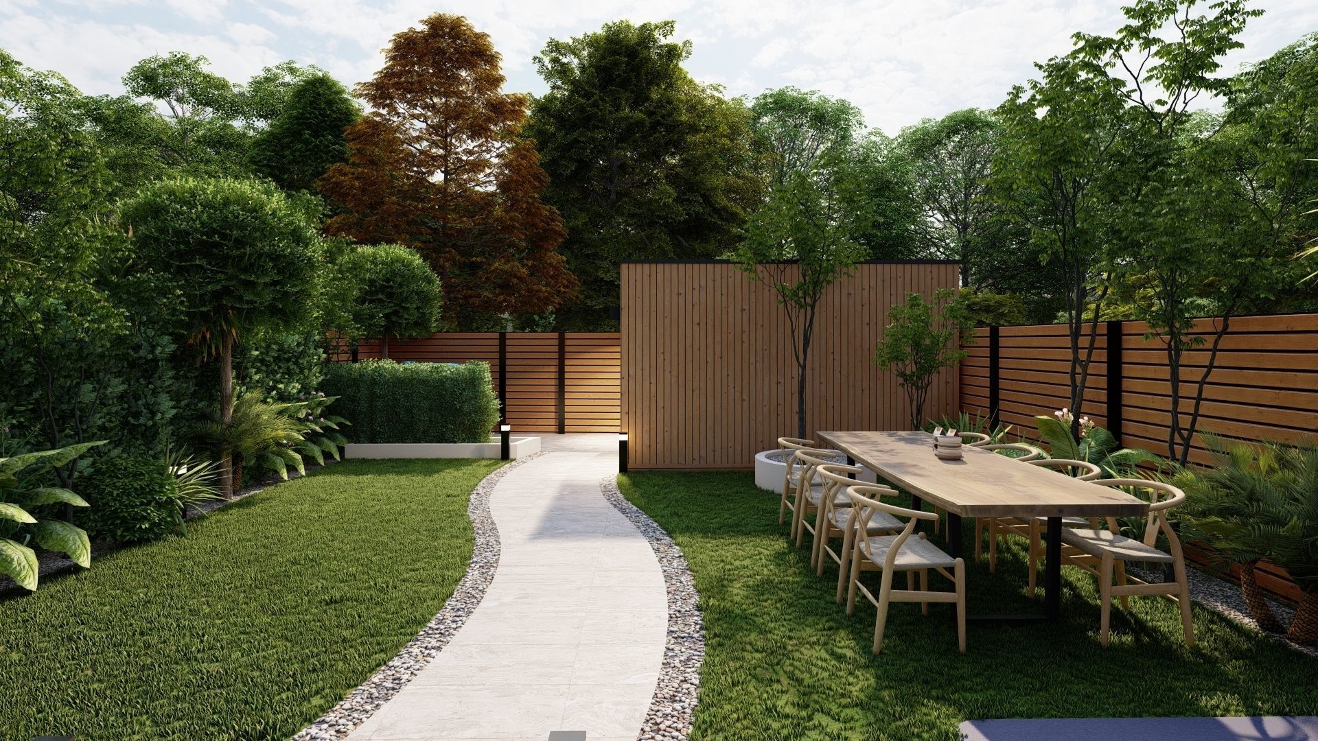 3D Exterior Scene 3D model design garden and landscape 3D  3D model_1