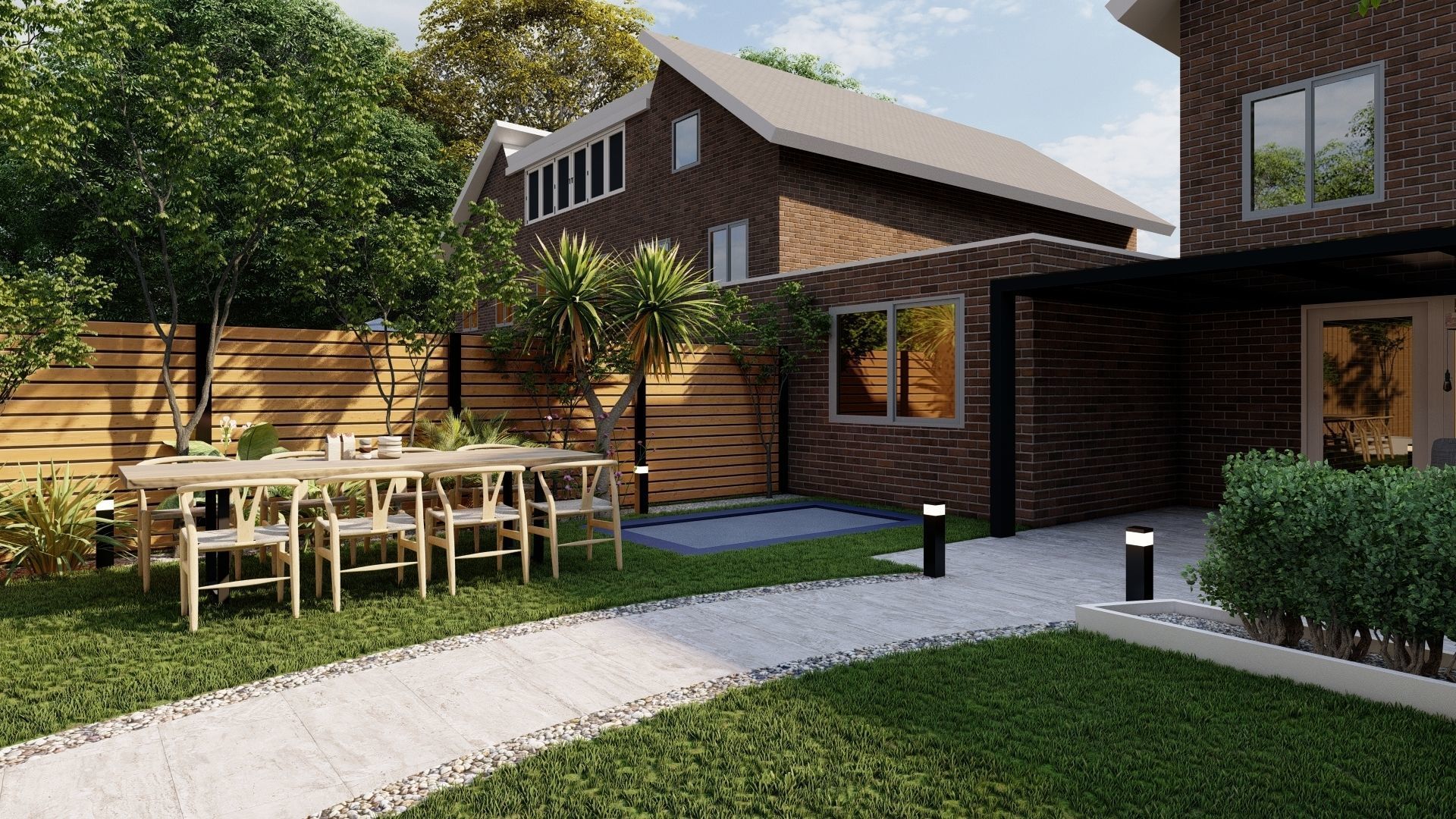 3D Exterior Scene 3D model design garden and landscape 3D  3D model_5