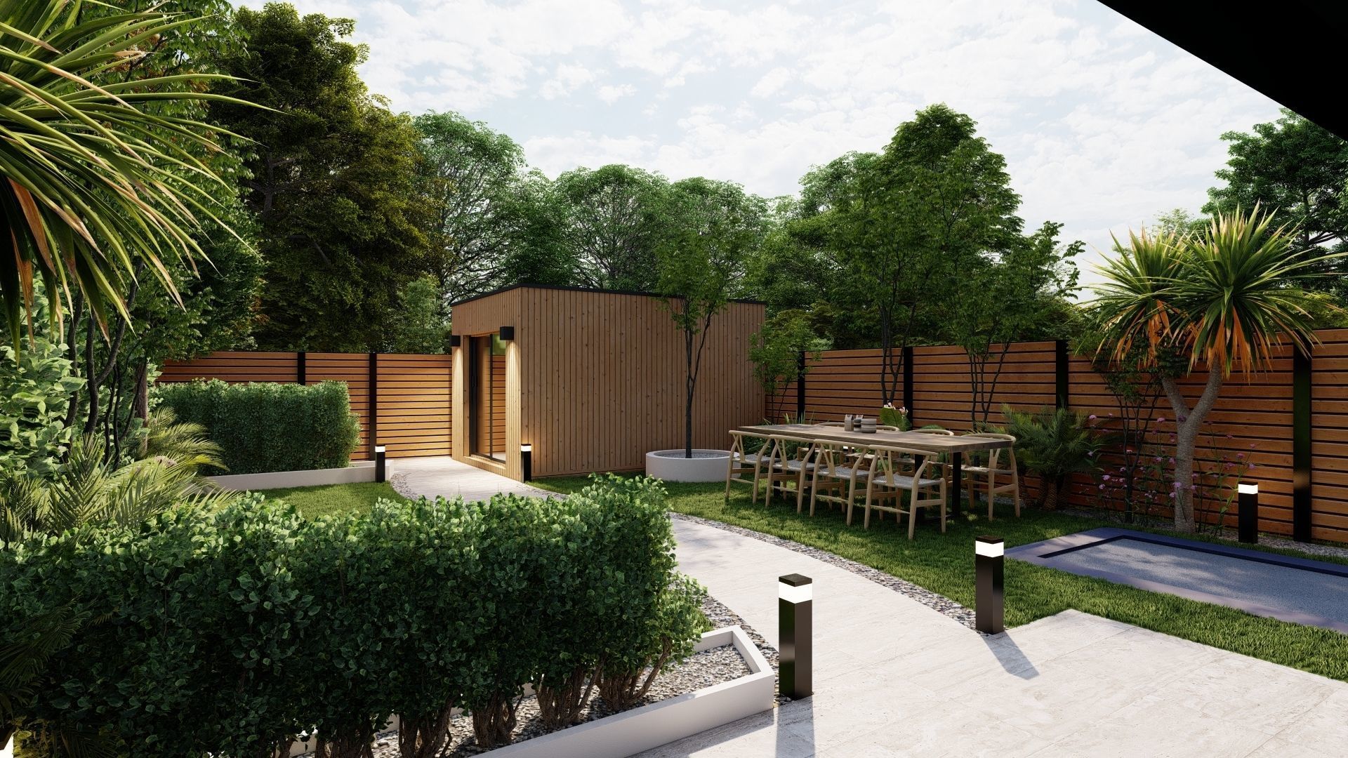 3D Exterior Scene 3D model design garden and landscape 3D  3D model_3