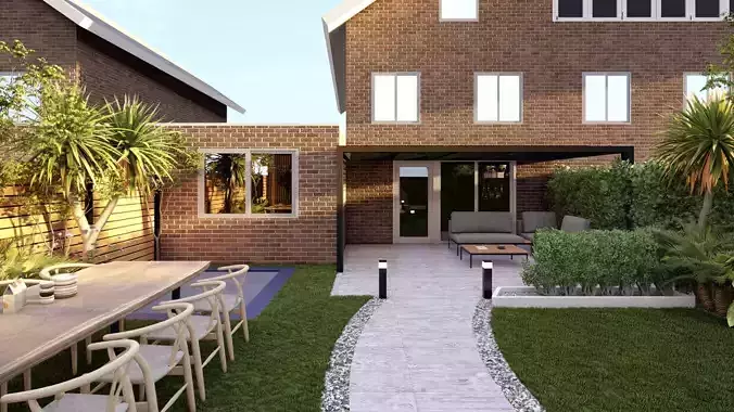 3D Exterior Scene 3D model design garden and landscape 3D 