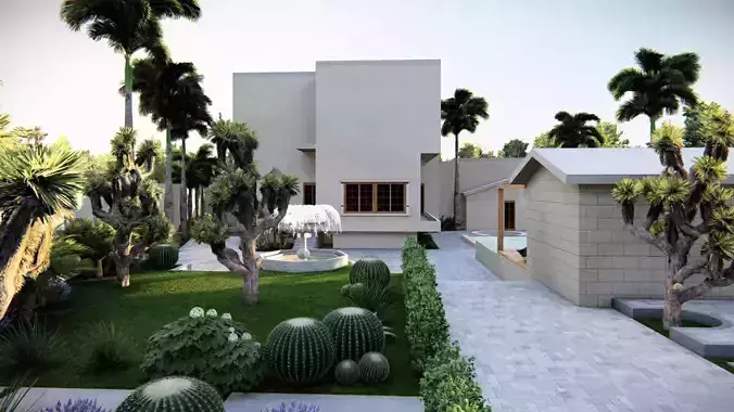 3D Exterior Scene 3D model design garden and landscape 