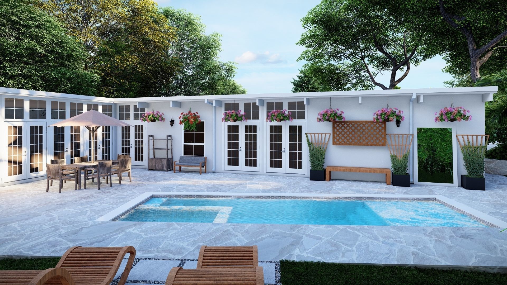 3D Exterior Scene 3D model design garden and landscape 3D  3D model_2