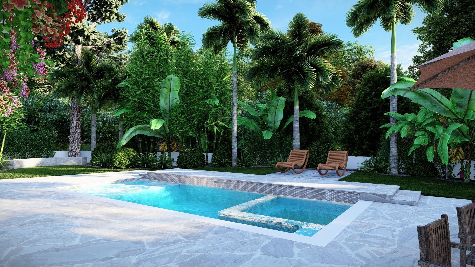 3D Exterior Scene 3D model design garden and landscape 3D  3D model_5