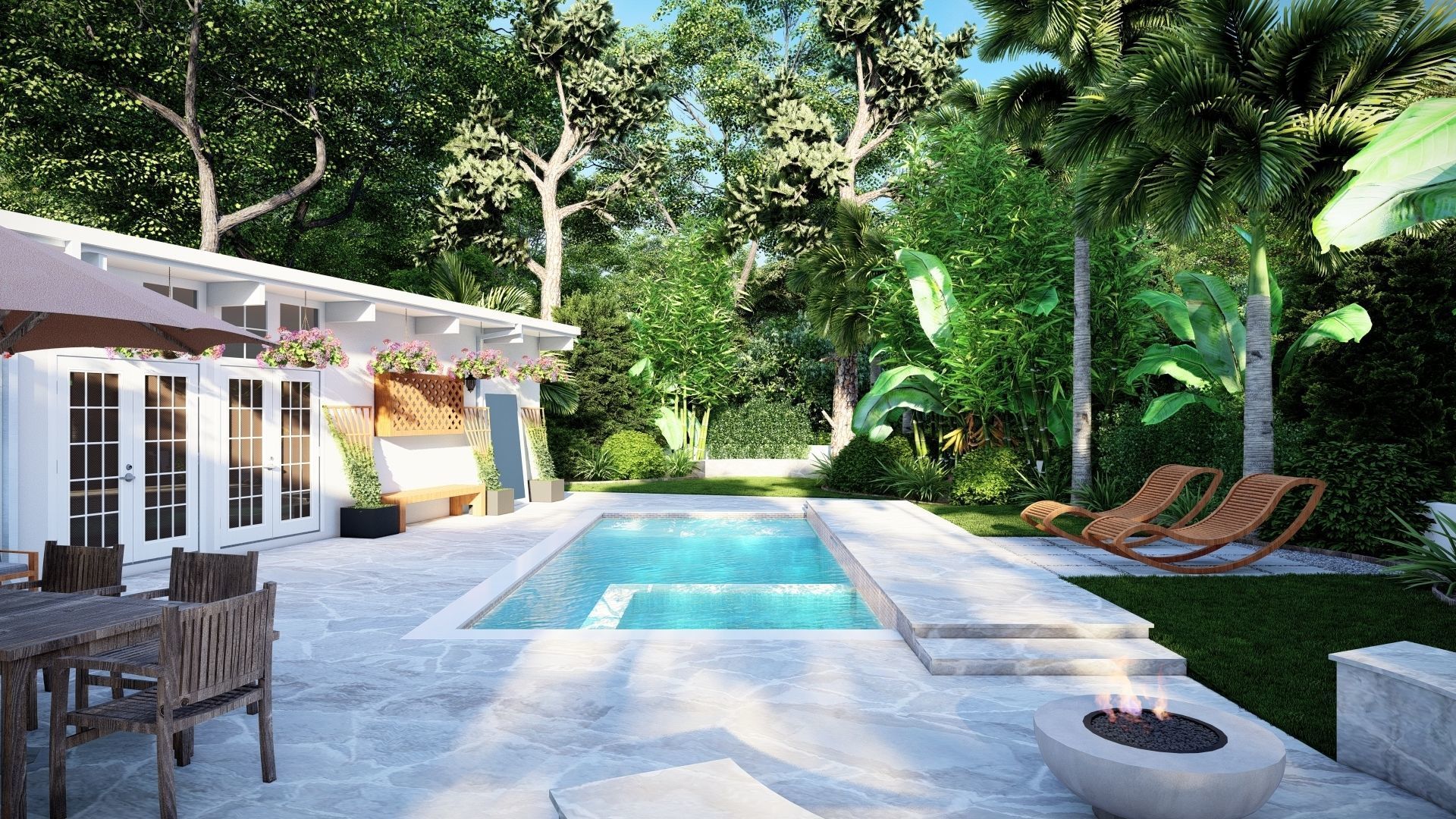 3D Exterior Scene 3D model design garden and landscape 3D  3D model_4