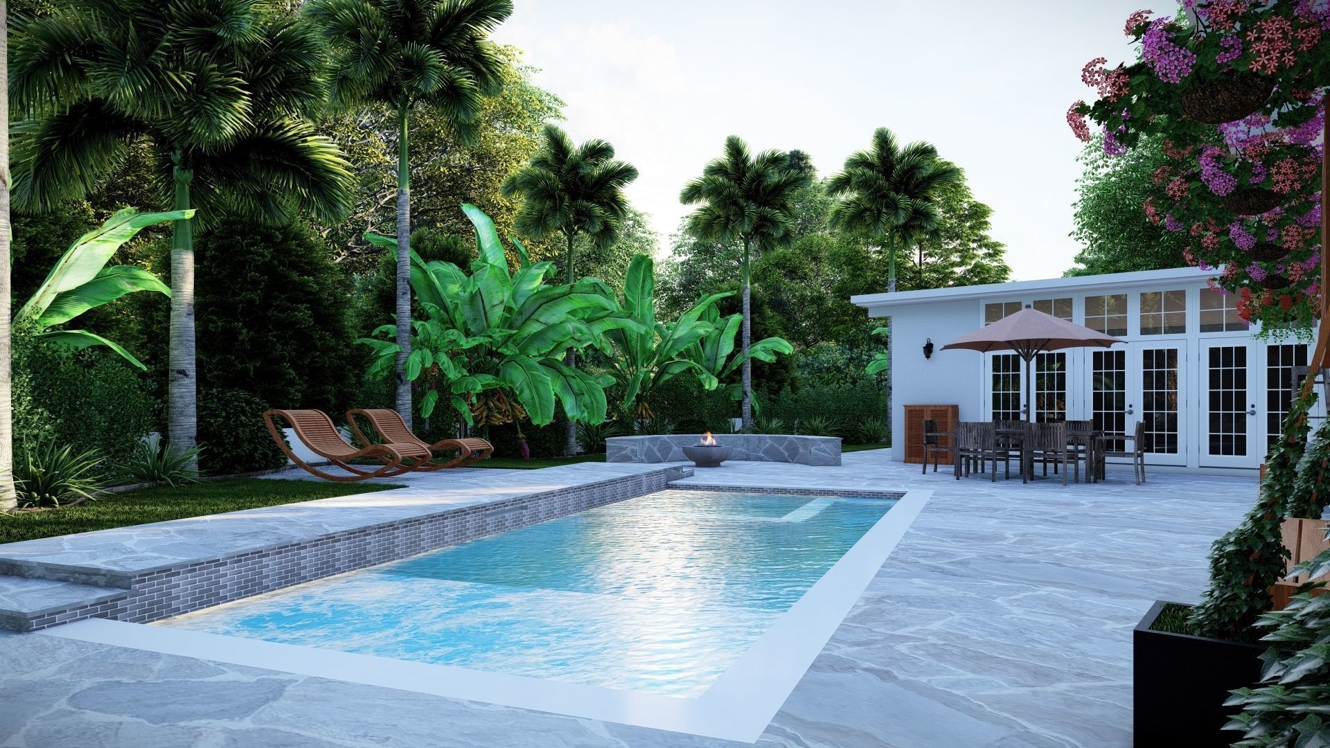 3D Exterior Scene 3D model design garden and landscape 3D  3D model_6