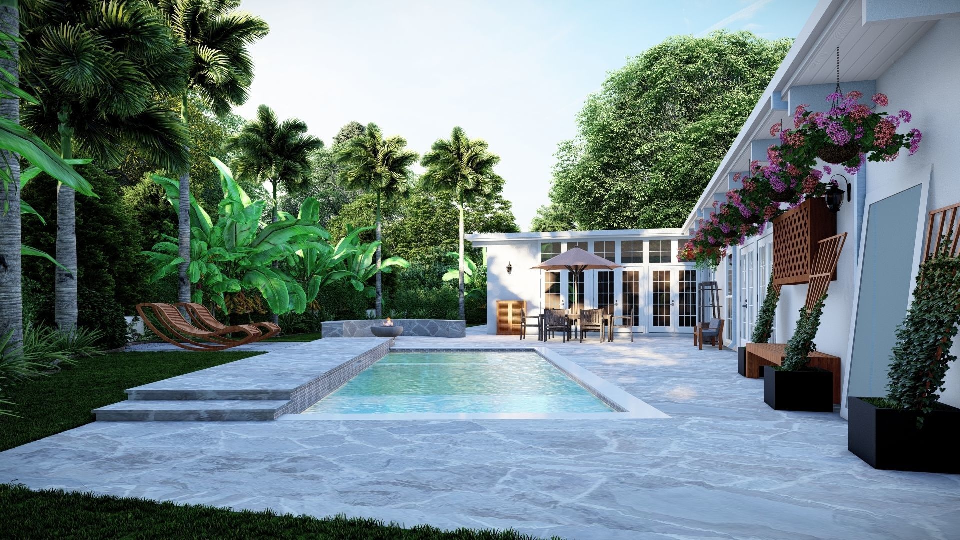 3D Exterior Scene 3D model design garden and landscape 3D  3D model_1