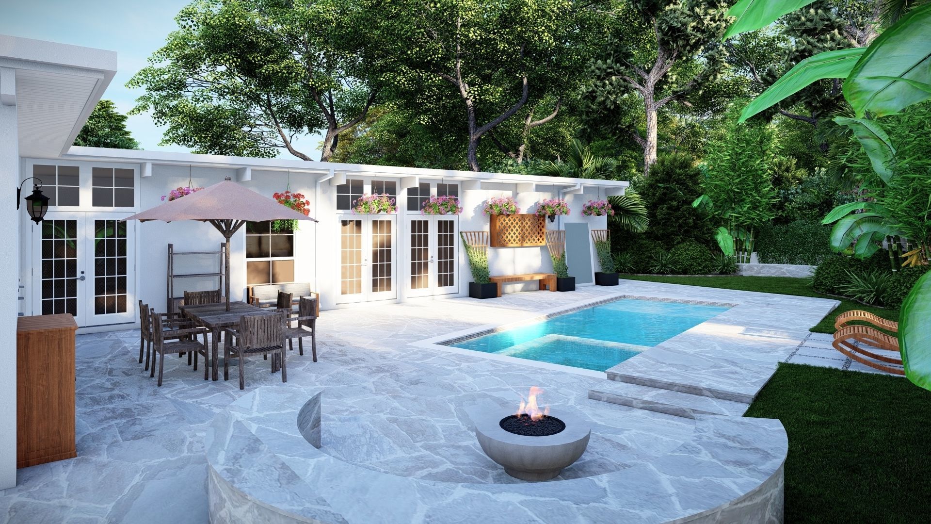 3D Exterior Scene 3D model design garden and landscape 3D  3D model_3