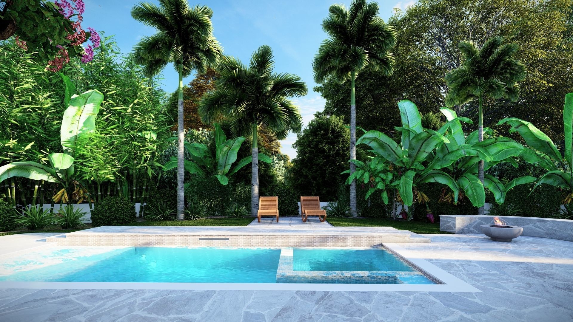 3D Exterior Scene 3D model design garden and landscape 3D  3D model_8