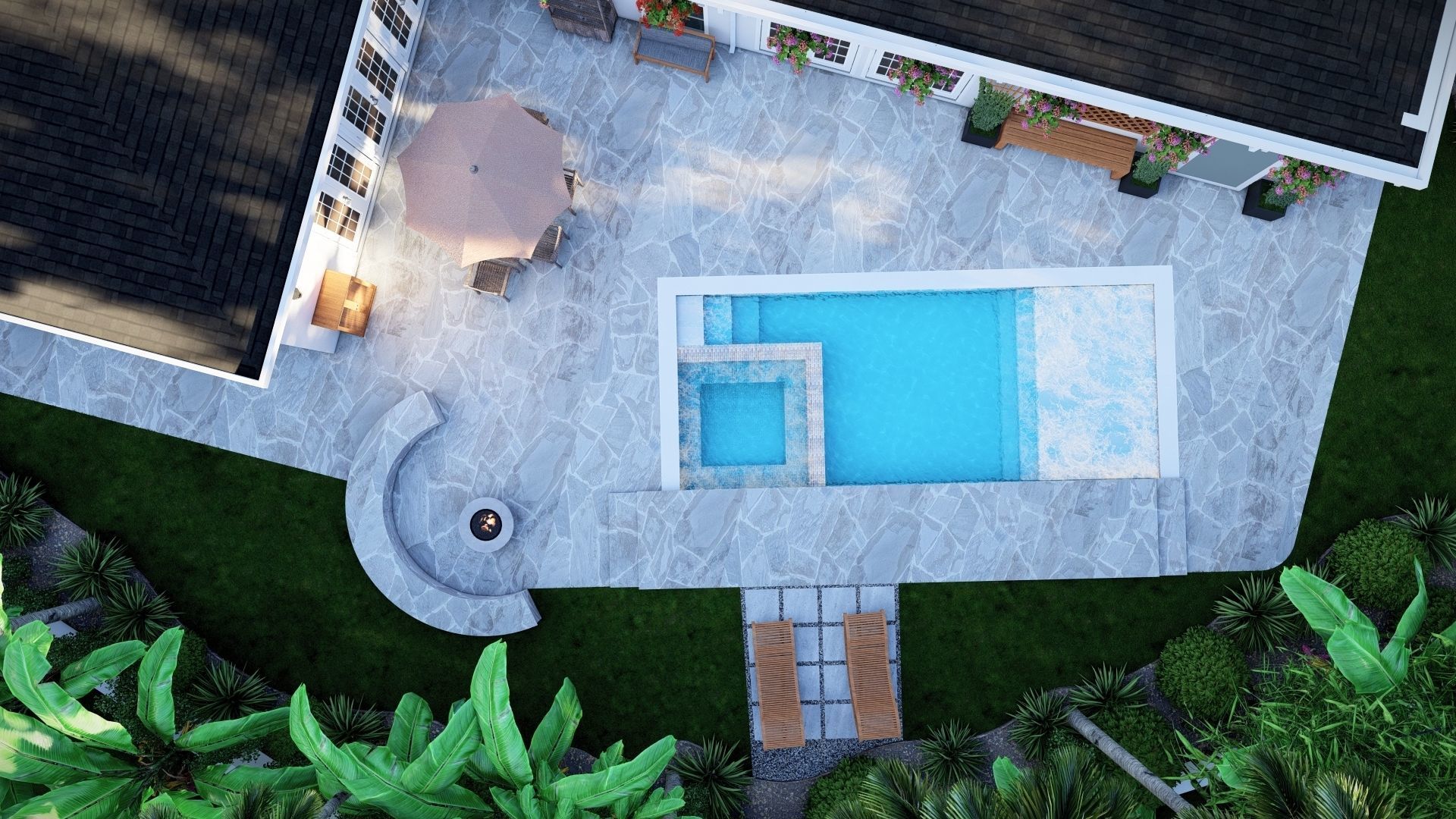 3D Exterior Scene 3D model design garden and landscape 3D  3D model_7