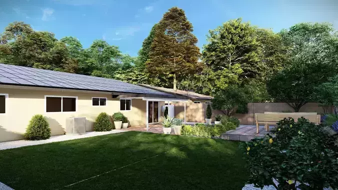 3D Exterior Scene 3D model design garden and landscape 3D