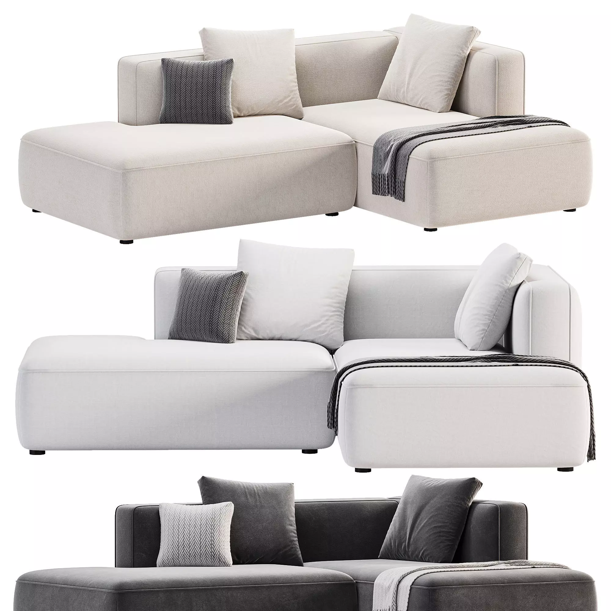 BASECAMP SMALL OPEN END right Modular Sofa by makenordic 3D model_0