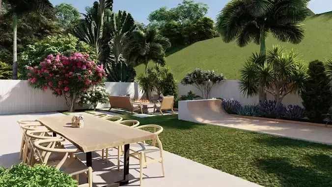 3D Exterior Scene 3D model design garden and landscape 3D model