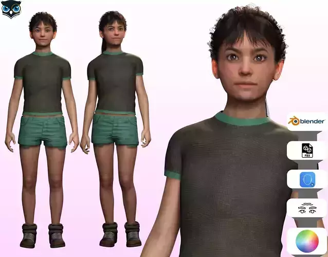 Amna -Realistic Girl Child Low-poly