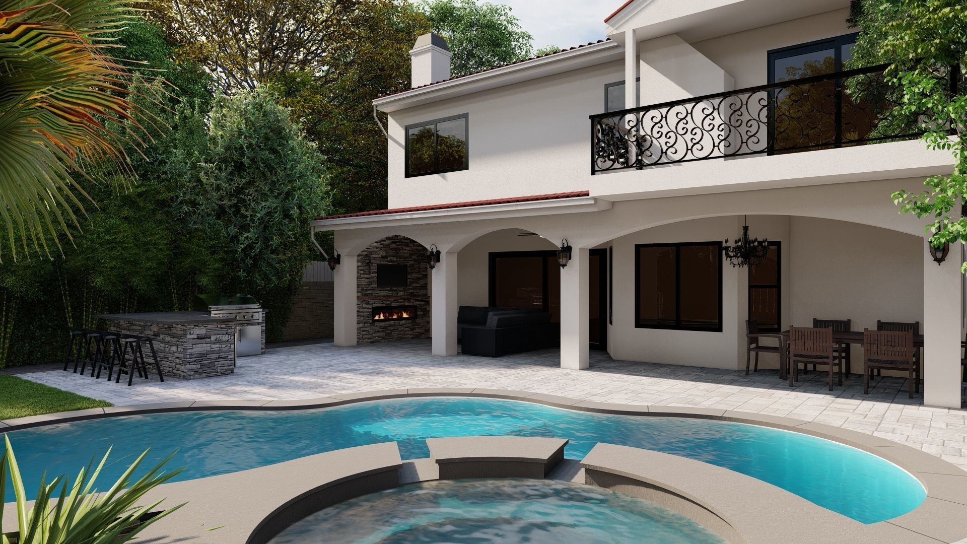 3D Exterior Scene 3D model design garden and landscape 3D model 3D model_9