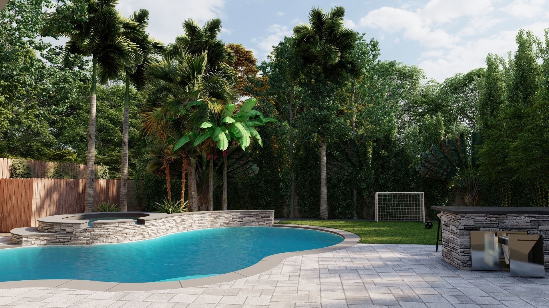 3D Exterior Scene 3D model design garden and landscape 3D model 3D model_6