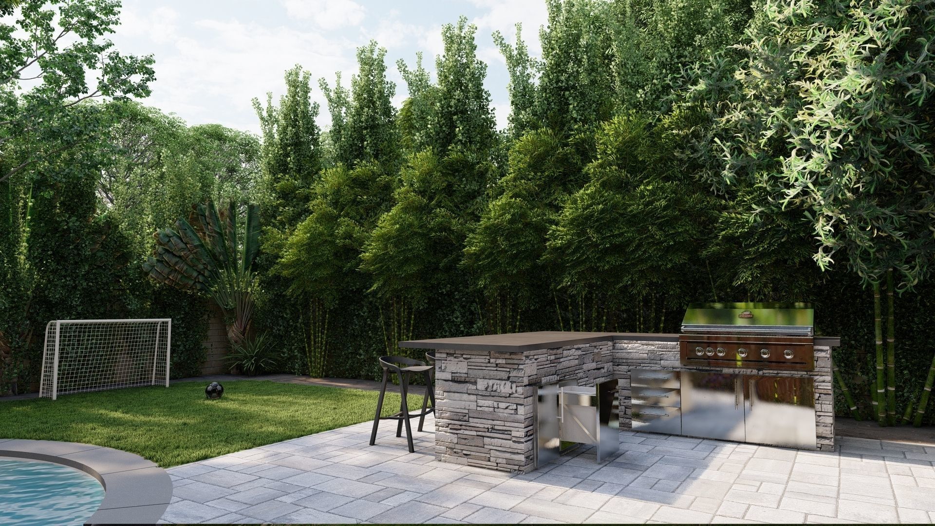 3D Exterior Scene 3D model design garden and landscape 3D model 3D model_10