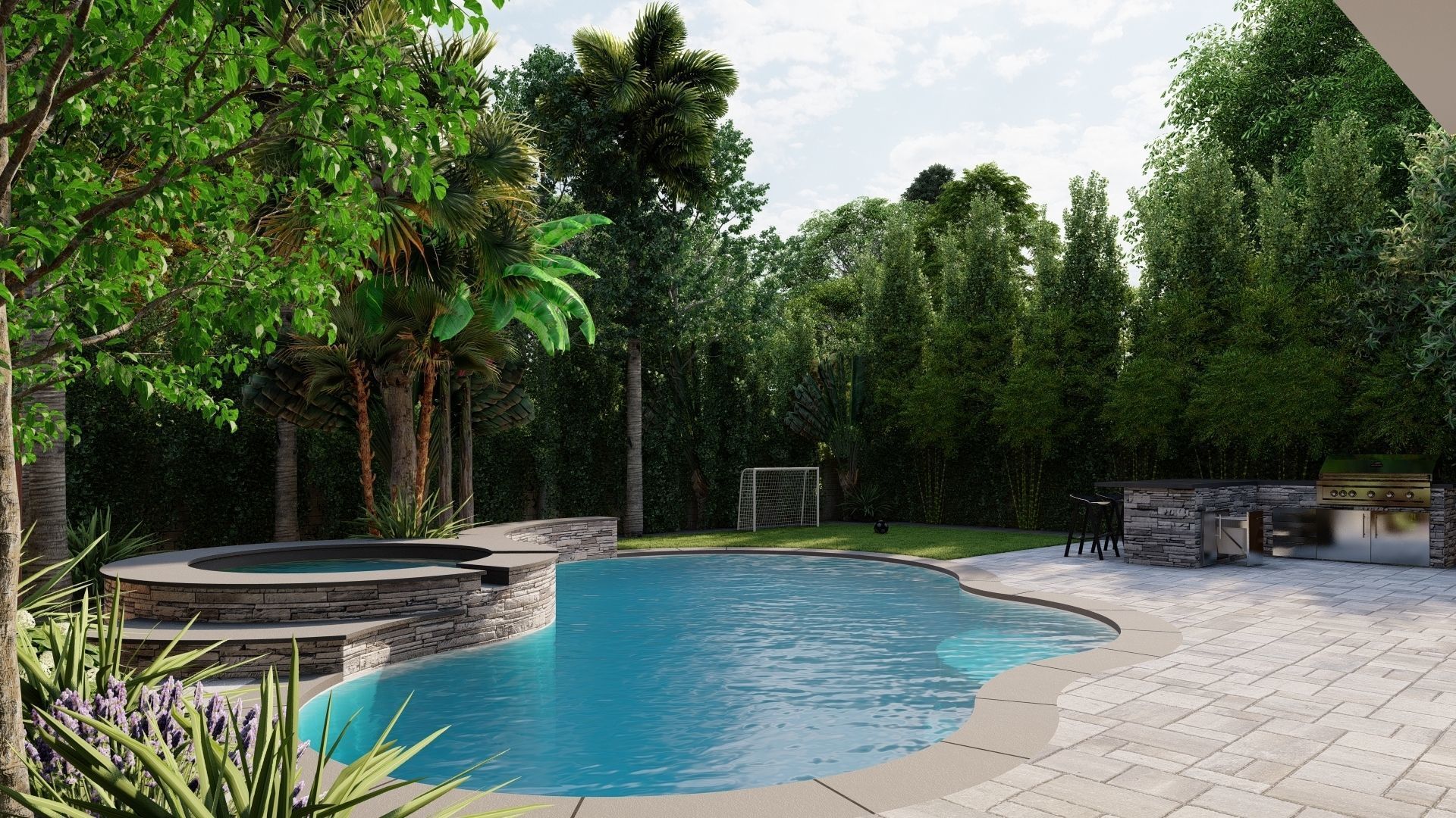 3D Exterior Scene 3D model design garden and landscape 3D model 3D model_7